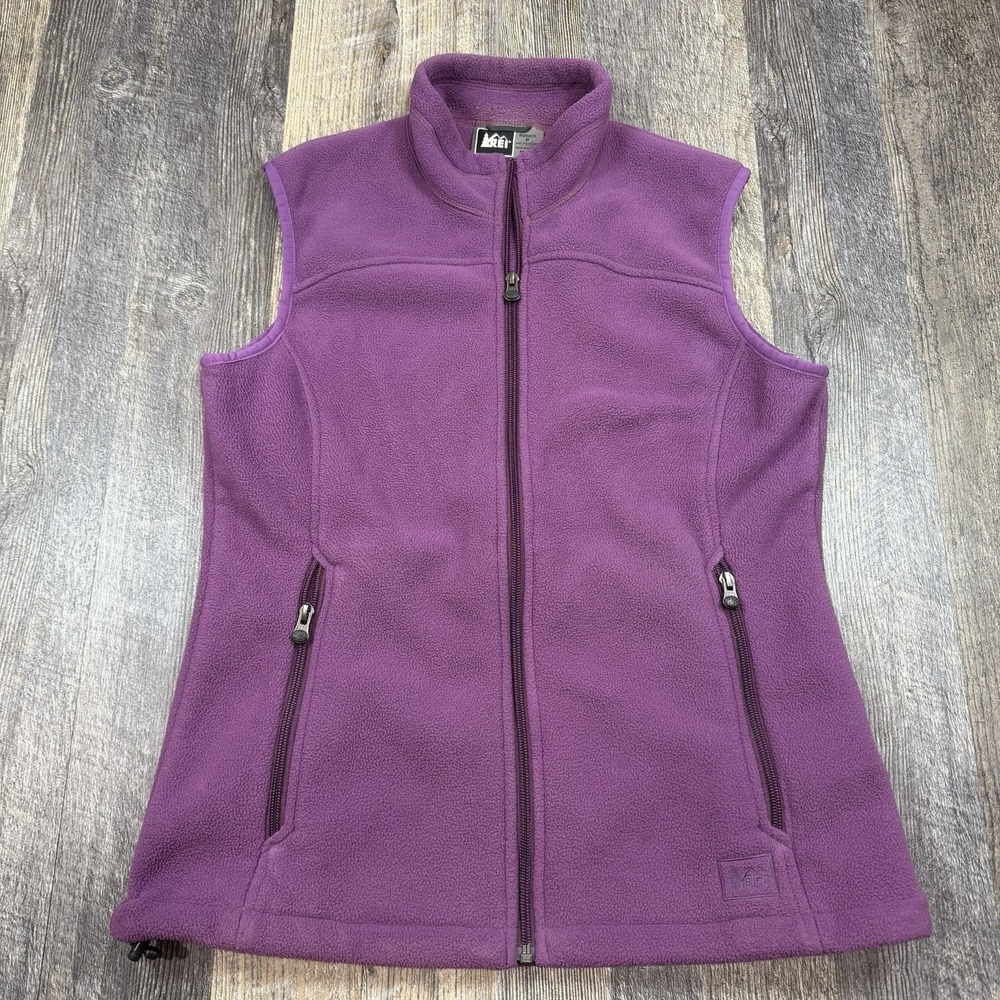 REI Womens Polartec Classic Fleece Vest Purple Full Zip Size Medium Warm Hiking‎